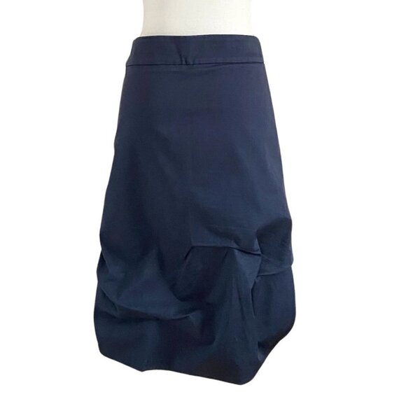MELOW BY MELISSA BOLDUC NAVY HIGH RISE BUBBLE HIGH LOW MIDI SKIRT - 6 - Picture 4 of 9